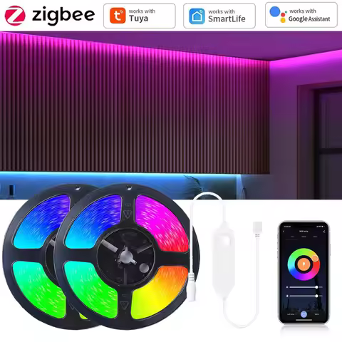 5m 10m Tuya Zigbee 5050 RGBW RGBWW Led Strip Dimmable Flexible Room Party Game Light Decor fr Alexa 