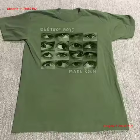 Destroy Boys make room 100 Cotton Military Green T Shirt KK1574 vintage Washed Top For Everyday Wear