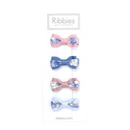 Ribbies｜雙色緞帶蝴蝶結4入組-Mitsi Pastel Blue
