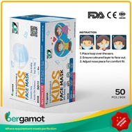 Bergamot B0518 3 Ply Lint Free Kids Face Mask With Earloop 50's