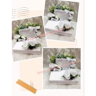 gubahan frame mas kahwin w/o bekas rantai tangan (putih silver)