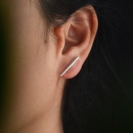 原創設計925銀簡約線形墨魚骨自然肌理孤品耳釘 單只出售