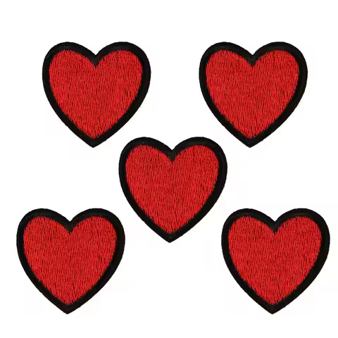 5pcs red heart love embroidered patches for clothes sewing iron on clothing embroidery apparel appli