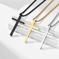 Simple Titanium Steel Cross Necklace Glossy Niche Unique Men Women Wear Stainless Steel Necklace