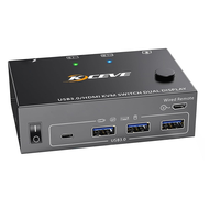 8K -Compatible KVM Switch 2 Monitors 2 Computers Dual Monitors Support 8K@60Hz 4K@120Hz