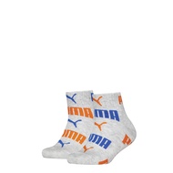 PUMA Kids Logo AOP Quarter- Stokin Suku Panjang Kanak-Kanak (2pcs) - Flat Toe Seam Soft Cotton Recyc