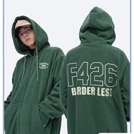 Hoodie Zip Unisex Felt Foreign Felt Printed F426 Green