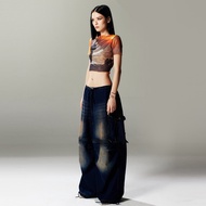 BLACKDOG BKK-SS2323-pocket cargo jeans-กางเกงคาร์โก้ยีนส์ สามารถถอดซิบเป็นขาสั้นได้