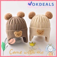 OKDSHOP Baby Beanie Cap, Cartoon Bear Winter Warm Kids Knitted Hat, Korean Ear Protection Soft Croch
