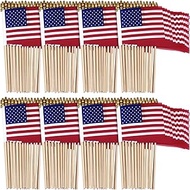 200 Pcs 4 x 6 Inch American Flags on Stick Small USA Stick Flags Mini Us Handheld Stick Flags with S