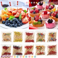 KUGIGI Cocktail Fork, Disposable Wooden Bamboo Pick,  Picnic Party Supplies Cocktail Pick Food Cupca
