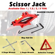 1 / 1.5 / 2 / 3 TON Manual Scissor Car Jack Thick Hand Essential Bridge Jack Kereta Accessories Garage Jack Kereta Service Jack Lifting Car Puncture Tyre Tire Sepana Jek Kereta Tukar Tayar Tusukan (Random Colour)