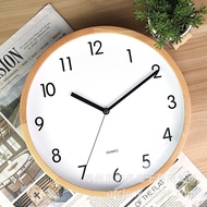 Wood Grain Beech Mute Fashion Wall Clock Bedroom Round Factory Direct Sale Creative Solid Wood Clock