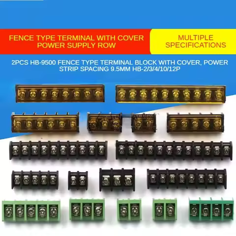 2PCS HB9500 2P 3P 4P 5P 6P 7P 8P 9P 10Pin PCB Screw Terminal Block Connector HB-9500 300V 30A Lid Ba