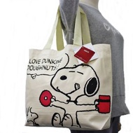 Peanuts Snoopy I love Dunking Doughnuts 史努比 帆布手提袋 船形手提袋 便當袋 午餐袋 帆布袋 (彩色) 平行進口