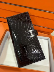 Hermes  Bearn Long Croco Wallet 黑銀鱷魚皮長銀包