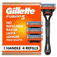 Gillette Fusion5 Men's Razor, 1 Razor, 4 Blades Replacement, Lubricating Strip Make Shaving More Com