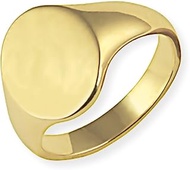 Solid 9ct Gold Oxford Polished Oval Signet Ring - 14x12mm, Size S