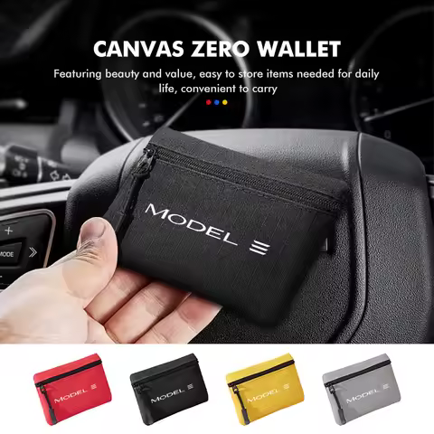 Car Casual Wallet ID Card Coin Portable Canvas Mini Purse For Tesla Model 3 Y S X Roadster Bonina Co