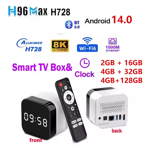 H96 Max H728 Smart TV Box Android 14.0 TV Box 1000M LAN WiFi 6 Allwinner Octa Core 8K ULTRA HD Media