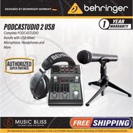 Behringer PODCASTUDIO 2 USB Bundle - Podcasting Bundle with XENYX-302USB + XM-8500 and HPM-1000 (POD