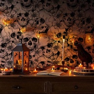 1 Roll Of Skull Flower Wallpaper, 17.7inx39.3/118.1/196.8in Pvc Easy To Tear And Stick Wallpaper, Wa