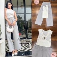 8216-3973 Pearl tiala 2-Piece Set Sleeveless Ribbed T-Shirt Matching Long Pants [2PM]