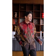 KEMEJA Hardi Batik Dobby - WIRATMAJA MAROON - Men's Long Sleeve Dobby Batik Shirt