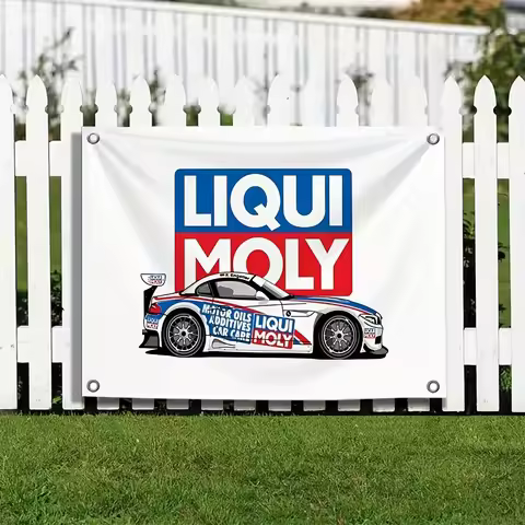 1 Piece of Liqui Moly Racing Flag - 4-Hole Design, Available in Features Eye-Catching Car, Racing Ca
