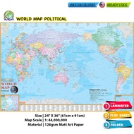 World Map Political (61cm x 91cm / 24” x 36”) Peta Dunia | World Map Poster A1 | High Quality World Map Poster