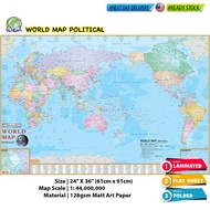 World Map Political (61cm x 91cm / 24” x 36”) Peta Dunia | World Map Poster A1 | High Quality World 