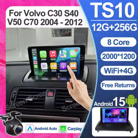 Android 15 For Volvo C30 S40 V50 C70 2004 - 2012 Car Radio Multimedia Video Player Bluetooth Mirror 