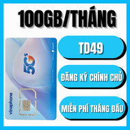 ( Chỉ 49k/tháng ) Sim 4G 5G Vinaphone TD49 100GB Tốc Độ Cao Dùng Mạng Không Bị Giới Hạn Trong Ngày -