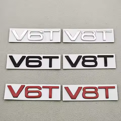 3D Metal Car Sticker Fender Side Badge Logo V6T V8T Rear Trunk Emblem Decals For Audi S4 S5 S7 A6 SQ