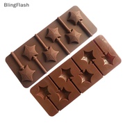[BlF] 6 Star Silicone Lollipop Mold Chocolate Candy Chip Mold Five-pointed Star Chocolate Bar Star L