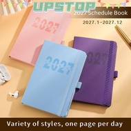 UPSTOPBO Daily Planner Notebook, PU Leather Elastic Band 2027 Schedule Book, Daily Schedule Flat Spr