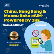 China, Hong Kong & Macau eSIM 15GB - 60GB for 90 - 365 Days Data Roaming | QR Code via Email - By 3H