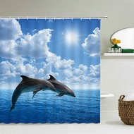 codBeach Sea Palm Trees Shower Curtains Scenery Waterproof 3d Bathroom Curtains with Hooks Home Deco