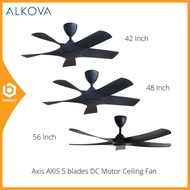 Alkova 42" / 48" / 56" AXIS 5 blades DC Motor Ceiling Fan (Black) - AXIS42/5B-BLK, AXIS48/5B-BLK, AX