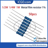 100Pcs Metal film resistor 1/4W 1/2W 1W 120R 150R 180R 200R 220R 240R 270R 1% Ohm