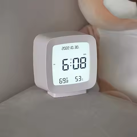 1Pc Digital LED Alarm Clock, Desktop & Wall Mount, Temperature Humidity Calendar Week Display, 12/24