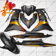 Yamaha LC V8 LC 135 Fi Coverset Bodyset Matt Black Sticker Black Gold Chrome