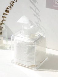 1個透明亞克力面紙盒,方形面紙架,可用於桌面收納,浴室衛生紙筒盒,櫥台收納組織者