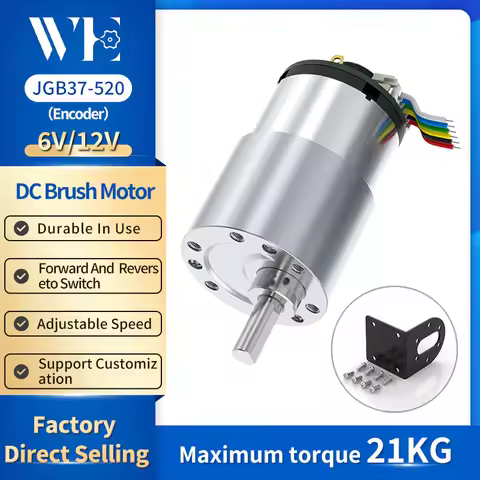 JGB37-520 Hall Encoder Miniature DC Geared Motor 6V12V Forward And Reverse 6RPM~1590RPM With Speed M