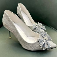 Women's doll high heels with closed heels and rhinestone bows, 5cm, 8cm. AVAILABLE IN SIZE 40 [BABY 