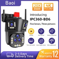 Baoi 5-lens 3-frame 20MP 4K wireless CCTV camera WIFI 20X optical zoom CCTV outdoor waterproof