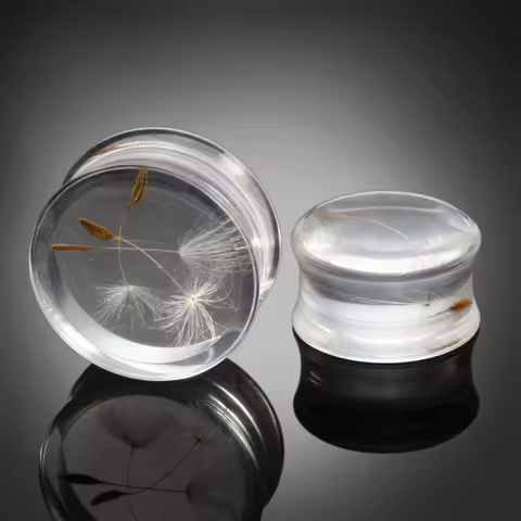 2pcs/lot Acrylic Dandelion Flower Ear Plug Gauge Resin Piercing Expander Stretcher Flesh Tunnel Body