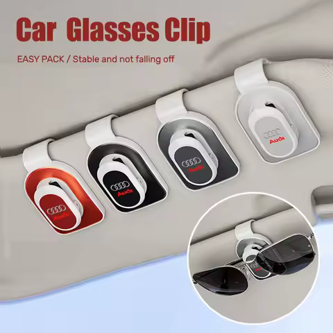 Car Logo Sun Visor Glasses Clip switch Eyeglasses Holder Interior For Audi A4 B8 B6 B7 B9 A3 8P 8V 8