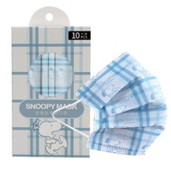【Snoopy 史努比】成人平面醫療口罩-格紋系列 蘇格蘭紋藍 （10入/盒） （17.5*9.5cm）_廠商直送