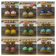 Beautiful Medium Size Handpainted Kundan Stone Jhumka
